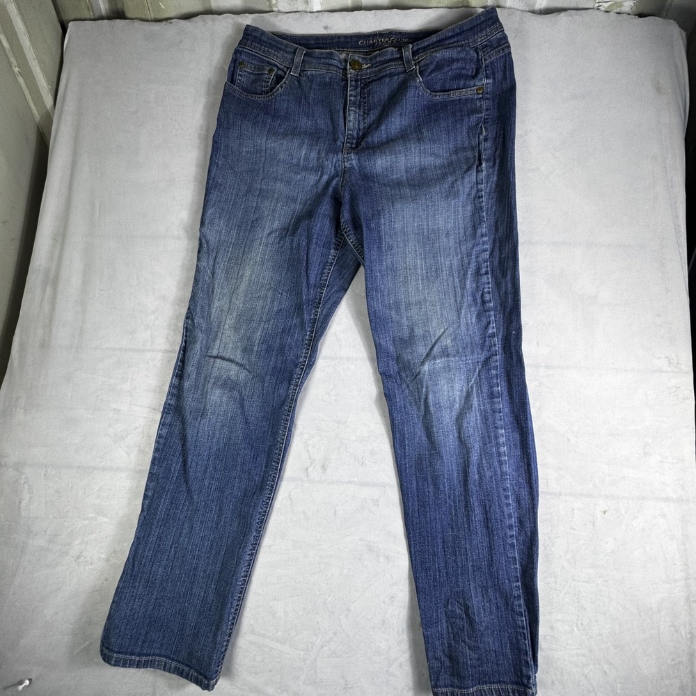 Charter Club Womens Straight Leg Jeans Blue Denim Medium Wash Comfort Stretch 14